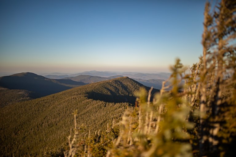 South Carter Mountain ridge in warm fall light with clear blue sky