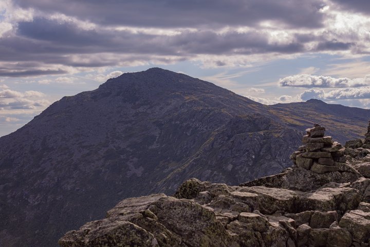 Rocky alpine cone of Mount Adams above treeline in the Presidential Range