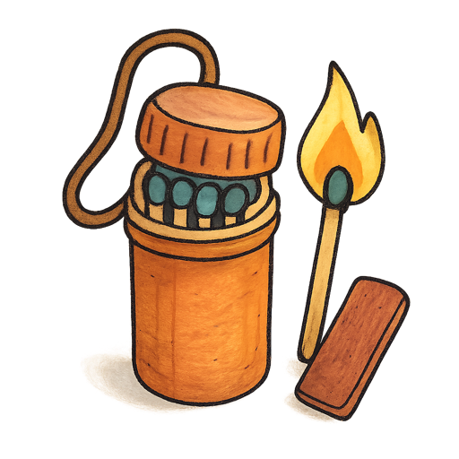 Waterproof Matches & Striker gear illustration